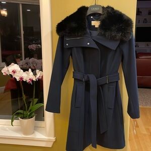NWT MICHAEL KORS FAUX FUR WOMEN’S BELTED JACKET